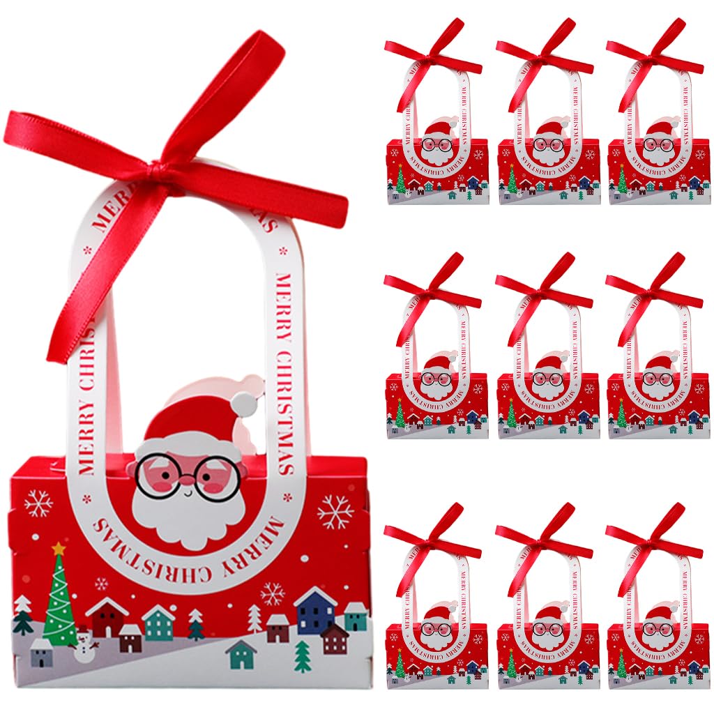 HASTHIP 10Pcs Christmas Gift Packing Box with Ribbon Cute Santa Claus Christmas Gift Boxes Candy Gift Package Box DIY Christmas Gift Packing Paper Box with Handles X'mas Gift Box HASTHIP 10Pcs Christmas Gift Packing Box with Ribbon Cute Santa Claus Christmas Gift Boxes Candy Gift Package Box DIY Christmas Gift Packing Paper Box with Handles X'mas Gift Box